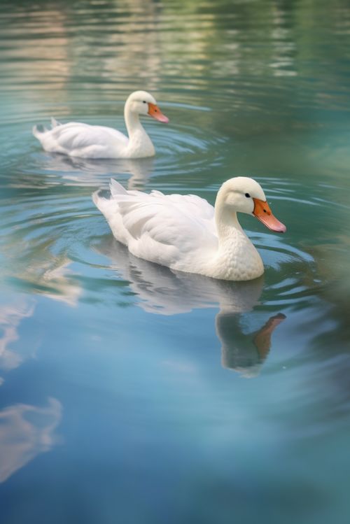 清澈的池塘散養(yǎng)鴨子家禽動物攝影圖 攝影